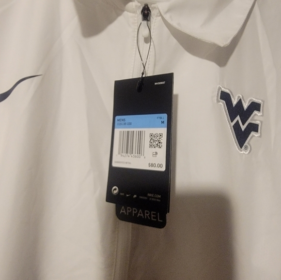 Nike On Field West Virginia Coaches 1/2 Zip Windbreaker CQ5136-100 Size Med - Picture 6 of 6
